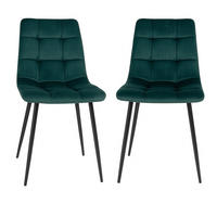 STOLSET 2 styck sammet  - svart/mörkgrön, Modern, metall/textil (44/86/55cm) - MID.YOU