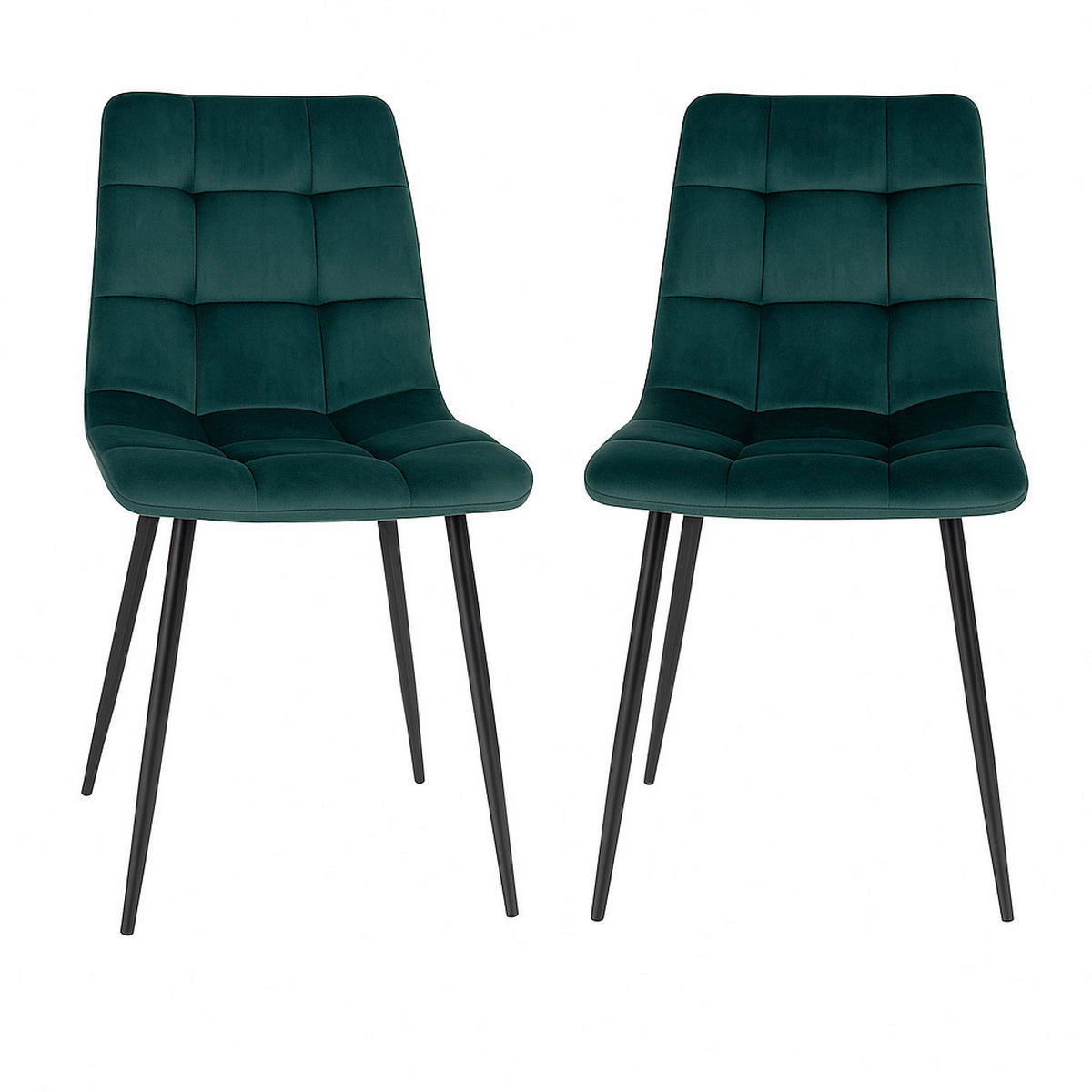 STOLSET 2 styck sammet  - svart/mörkgrön, Modern, metall/textil (44/86/55cm) - MID.YOU