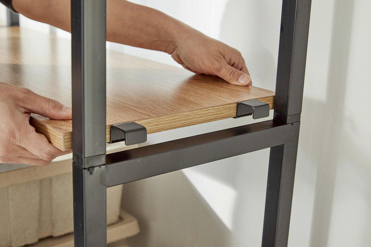 REGAL Naturfarben, Schwarz  - Schwarz/Naturfarben, Design, Holzwerkstoff/Metall (87,50/210/30cm) - Livetastic