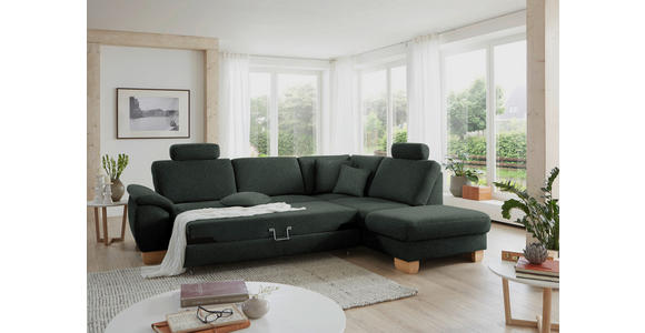 ECKSOFA in Mikrofaser Dunkelgrau  - Wildeiche/Dunkelgrau, Natur, Holz/Textil (286/236cm) - Voleo