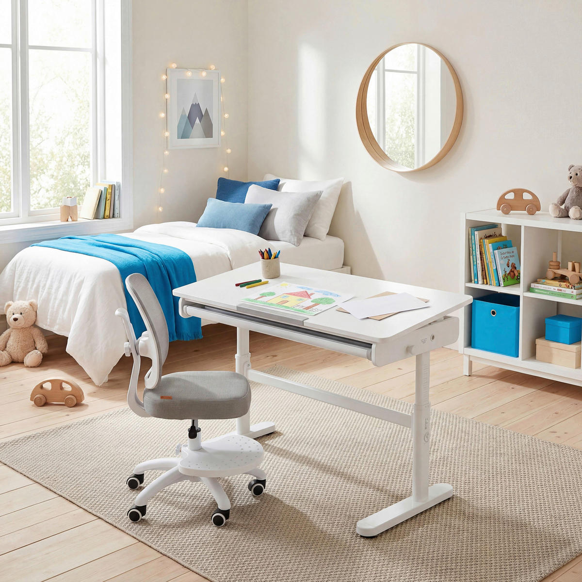 SCHREIBTISCH  Weiß höhenverstellbar  - Weiß, MODERN, Holzwerkstoff/Metall (109,5/62-78/60cm) - Roba