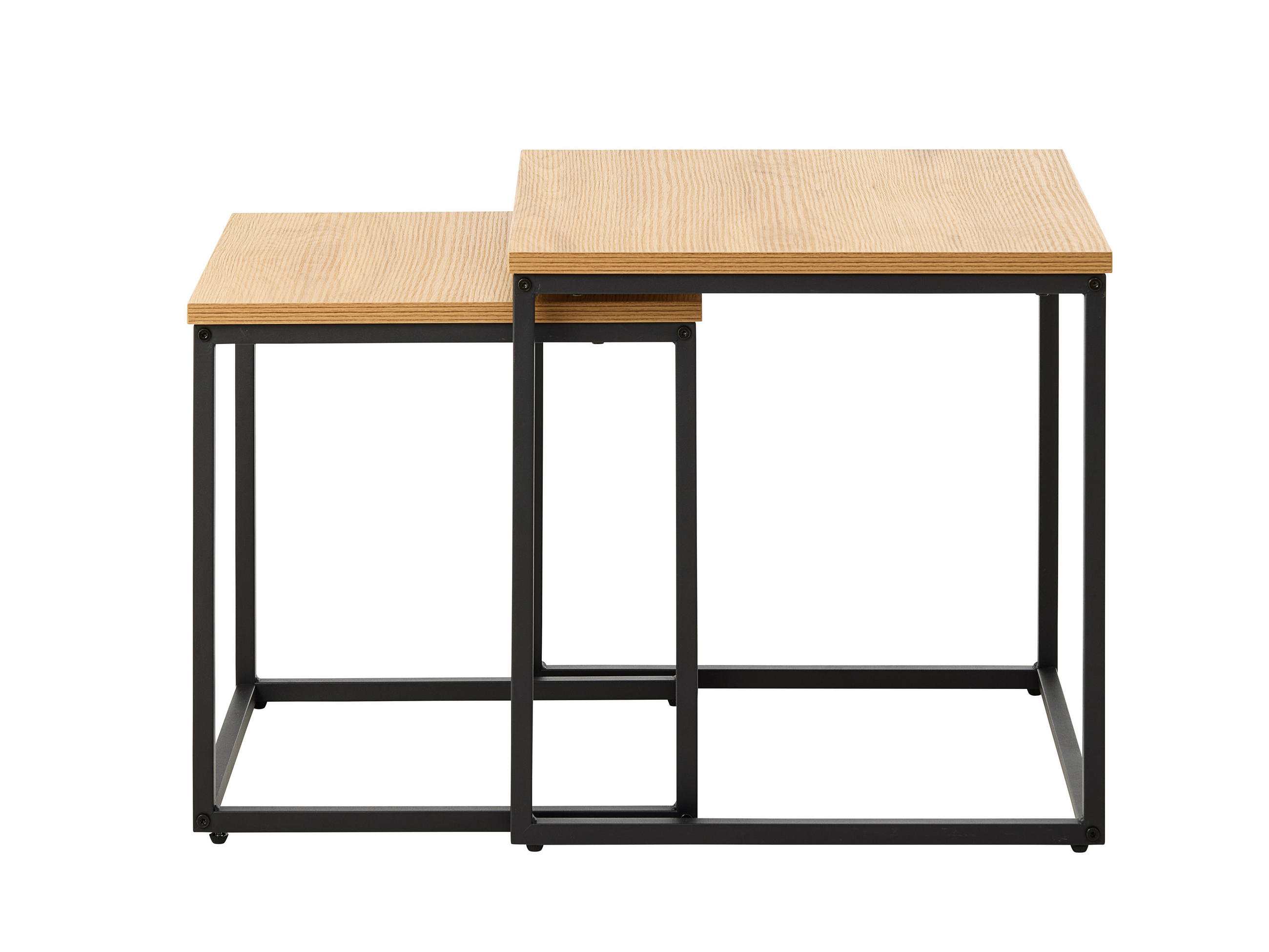 COUCHTISCHSET quadratisch Eichefarben  - Eichefarben/Schwarz, Basics, Holzwerkstoff/Metall (40-60/40-60/45-50cm) - Boxxx