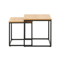 COUCHTISCHSET quadratisch Eichefarben  - Eichefarben/Schwarz, Basics, Holzwerkstoff/Metall (40-60/40-60/45-50cm) - Boxxx