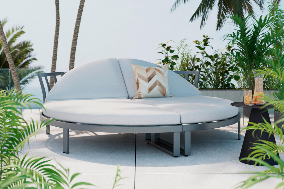 SONNENINSEL 200/66/200 cm  - Anthrazit/Grau, Modern, Textil/Metall (200/66/200cm) - Ambia Garden