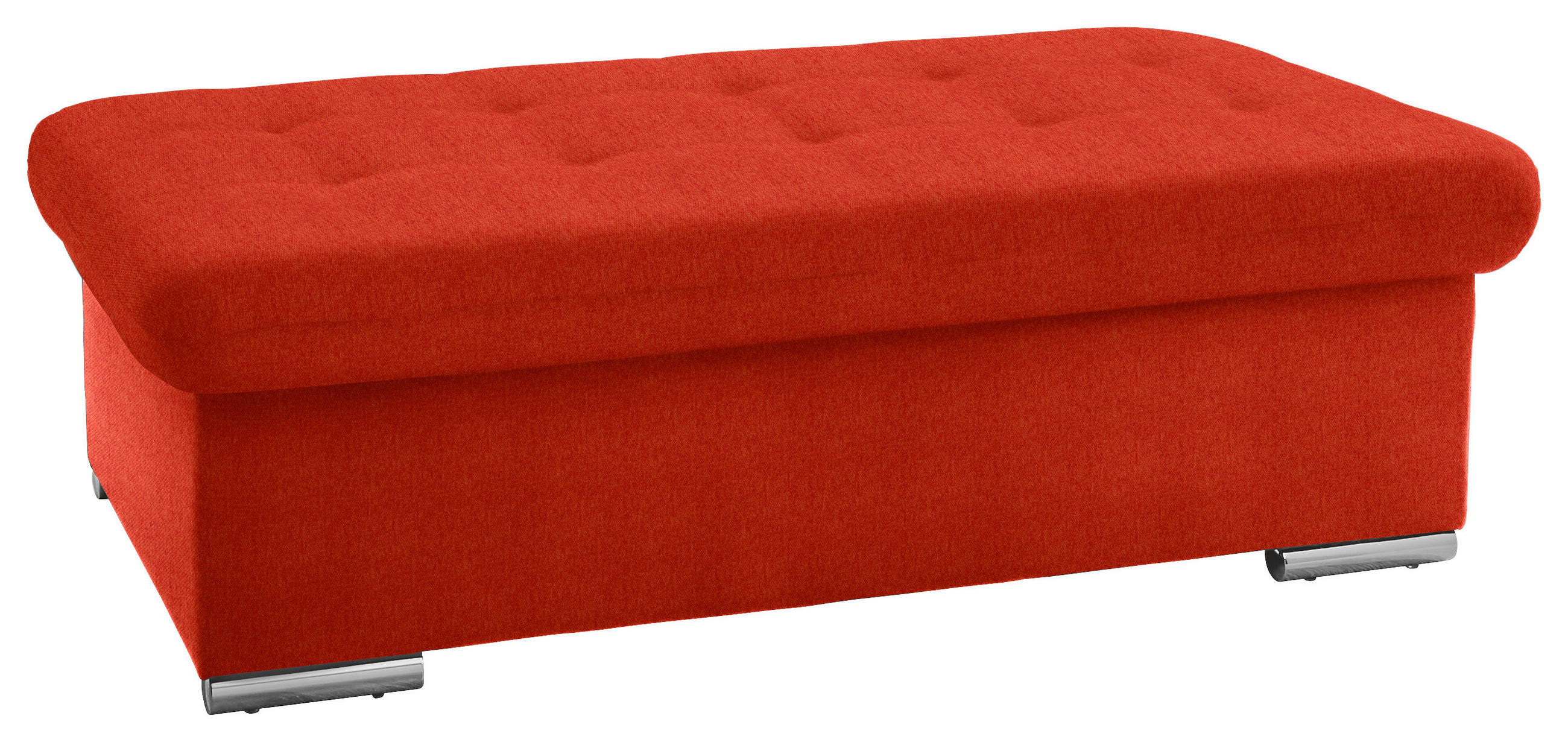 HOCKER in Textil Rot  - Silberfarben/Rot, Design, Textil/Metall (137/43/74cm) - Cantus