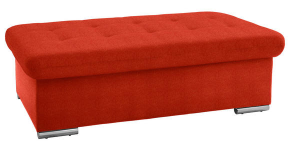 HOCKER in Textil Rot  - Silberfarben/Rot, Design, Textil/Metall (137/43/74cm) - Cantus