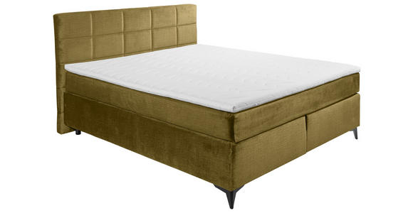 BOXSPRINGBETT 180/200 cm,  in Olivgrün  - Schwarz/Olivgrün, Design, Holzwerkstoff/Kunststoff (180/200cm) - Xora