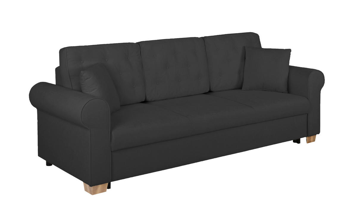 SCHLAFSOFA Chenille Anthrazit  - Anthrazit/Buchefarben, Design, Holz/Textil (240/94/98cm) - MID.YOU