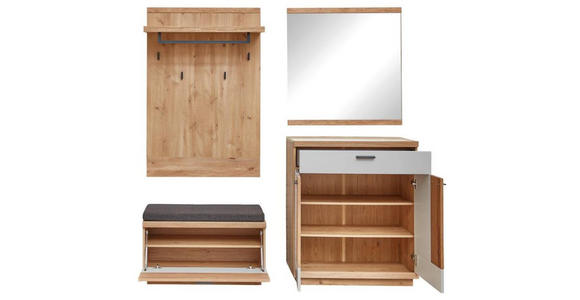 GARDEROBE in 195/197/38 cm - Wildeiche/Hellgrau, Design, Glas/Holz (195/197/38cm) - Novel