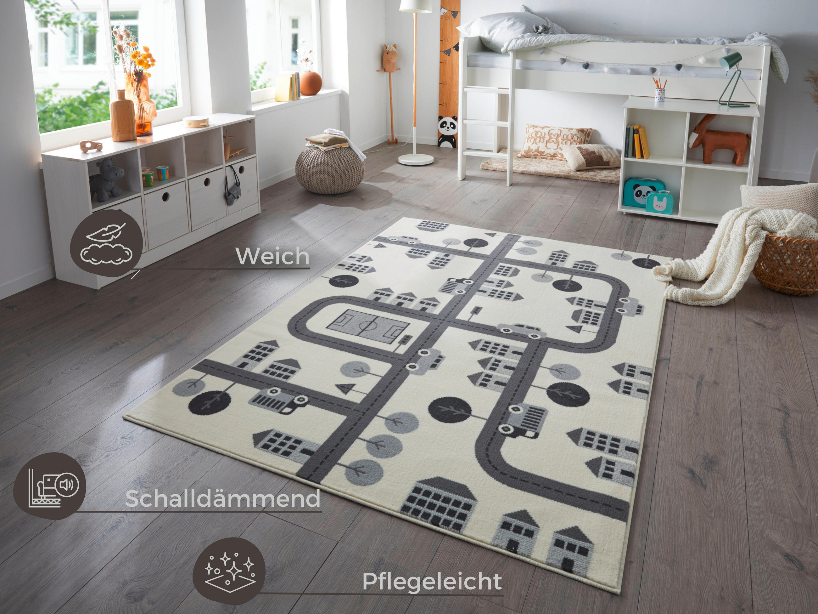 SPIELTEPPICH 80/150 cm Adventures  - Creme/Grau, Design, Kunststoff/Textil (80/150cm) - Ben'n'jen