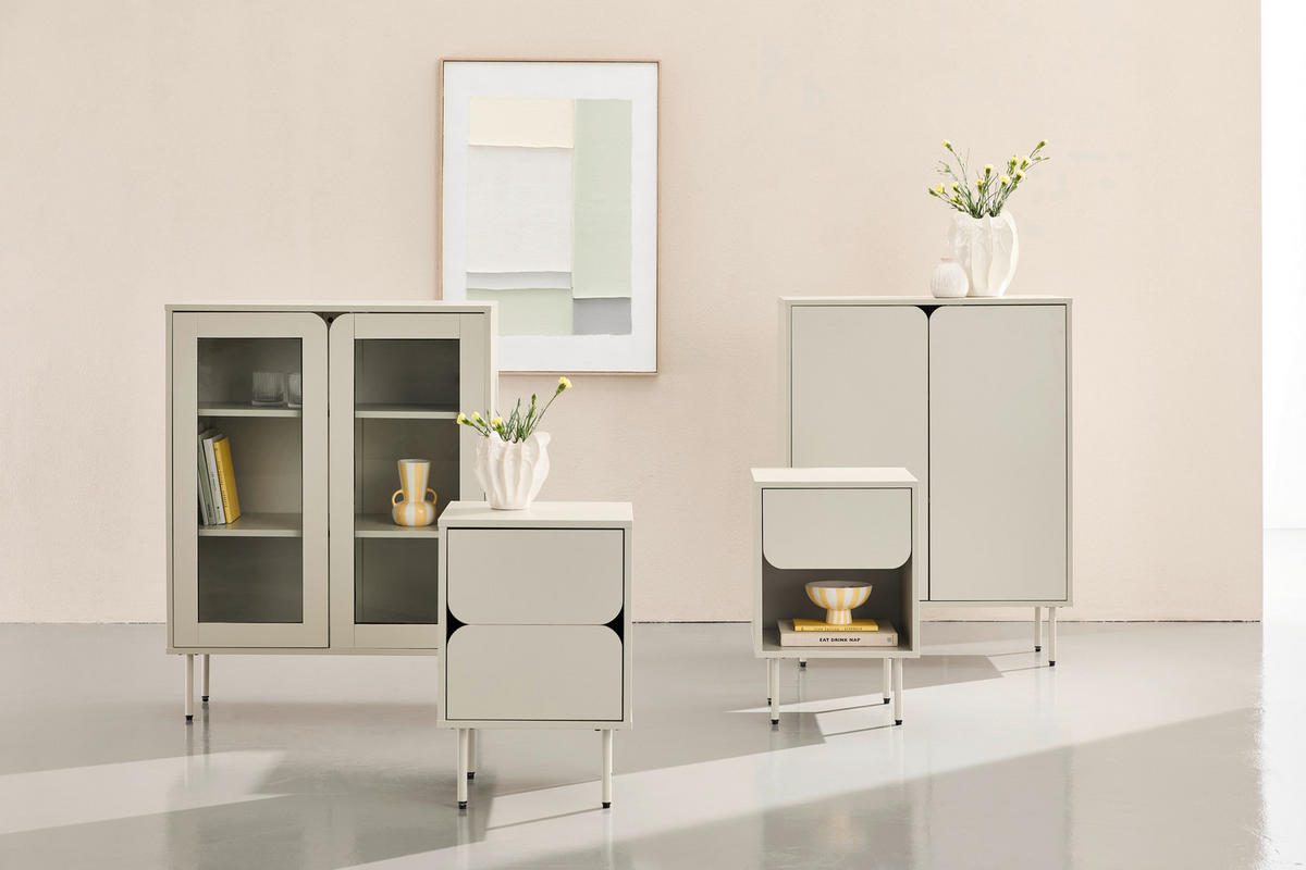 VITRINE  in Seidengrau  - Seidengrau, Design, Glas/Holzwerkstoff (80/103/35cm) - Xora