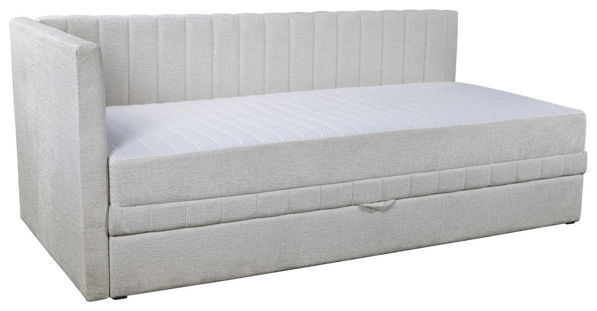 SCHLAFSOFA in Struktur Beige  - Beige/Schwarz, Design, Holz/Holzwerkstoff (212/83/99cm) - MID.YOU