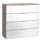 KOMMODE 80/80/42 cm  - Alufarben/Weiß, KONVENTIONELL, Glas/Holzwerkstoff (80/80/42cm) - Carryhome