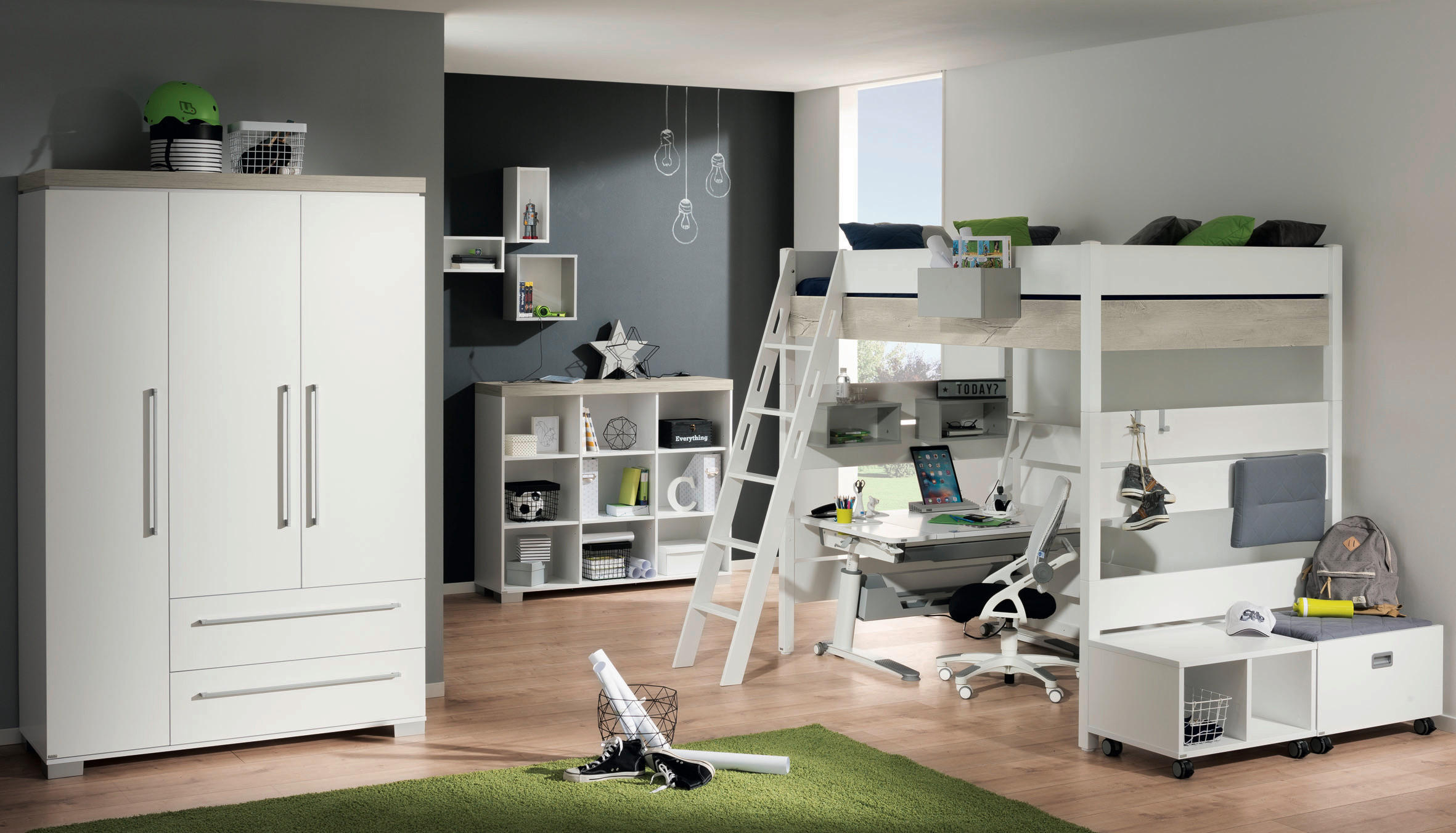 KLEIDERSCHRANK in Weiss, Eichefarben  - Weiss/Eichefarben, Basics, Holzwerkstoff/Metall (135,3/205,9/55,6cm) - Paidi