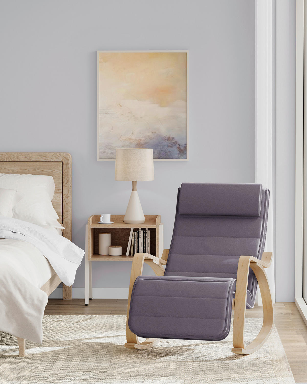 SCHAUKELSTUHL in Webstoff Dunkelgrau  - Dunkelgrau/Grauweiß, Basics, Holzwerkstoff/Textil (121,5/84/67cm)