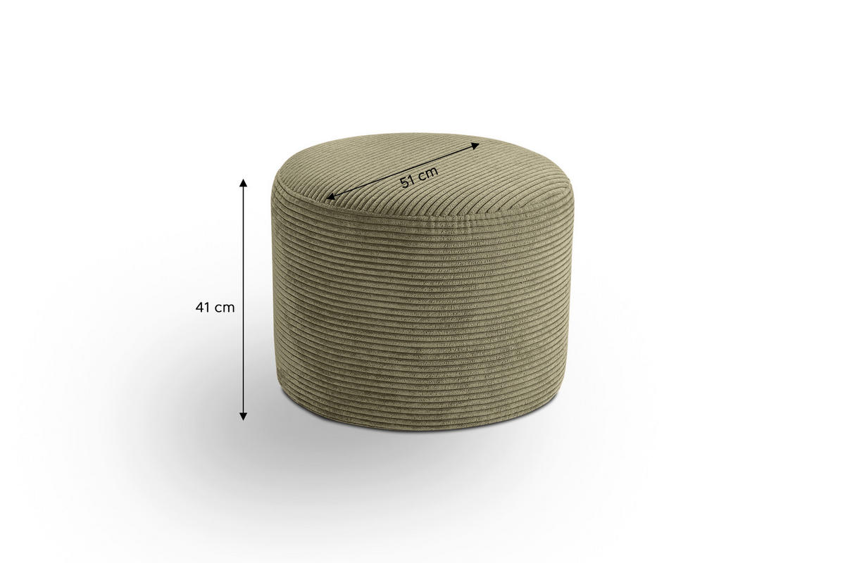 HOCKER KOLO Cord Khaki  - Khaki/Schwarz, Basics, Kunststoff/Textil (51/41/51cm) - MID.YOU