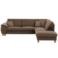 ECKSOFA in Mikrofaser Dunkelbraun  286/236 cm  - Wildeiche/Dunkelbraun, Natur, Holz/Textil (286/236cm) - Voleo