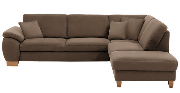 ECKSOFA in Mikrofaser Dunkelbraun  286/236 cm  - Wildeiche/Dunkelbraun, Natur, Holz/Textil (286/236cm) - Voleo