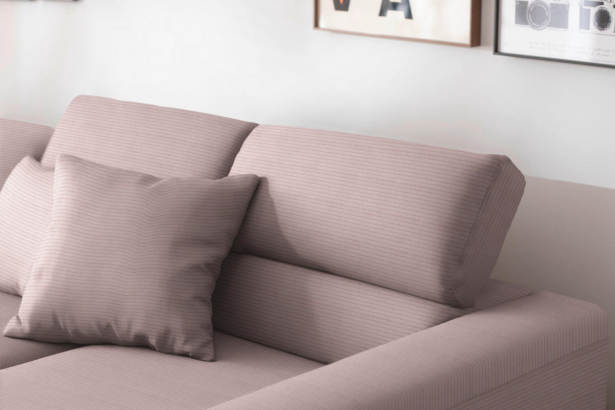 ECKSOFA Cord Rosa  - Schwarz/Rosa, Design, Textil/Metall (293/215-217cm) - Schöner Wohnen