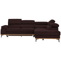 ECKSOFA Webstoff Braun  - Schwarz/Braun, Natur, Holz/Textil (282/226cm) - Novel