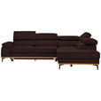 ECKSOFA  in Webstoff Braun Bettkasten, Schlaffunktion, Kopfteilverstellung  282/226 cm  - Schwarz/Braun, Natur, Holz/Textil (282/226cm) - Novel