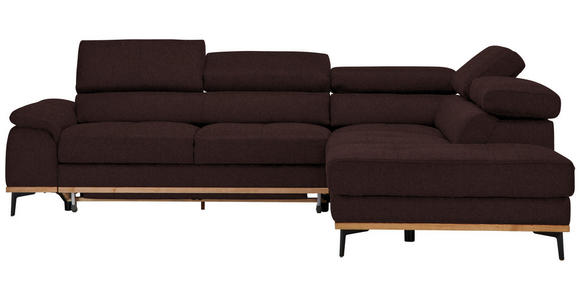 ECKSOFA  in Webstoff Braun Bettkasten, Schlaffunktion, Kopfteilverstellung  282/226 cm  - Schwarz/Braun, Natur, Holz/Textil (282/226cm) - Novel
