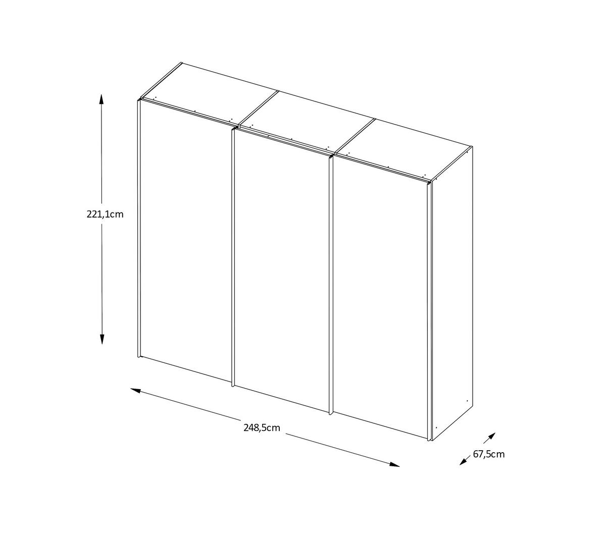 SCHWEBETÜRENSCHRANK in Mokka  - Graphitfarben/Mokka, Design, Holzwerkstoff/Metall (249/222/68cm) - Moderano