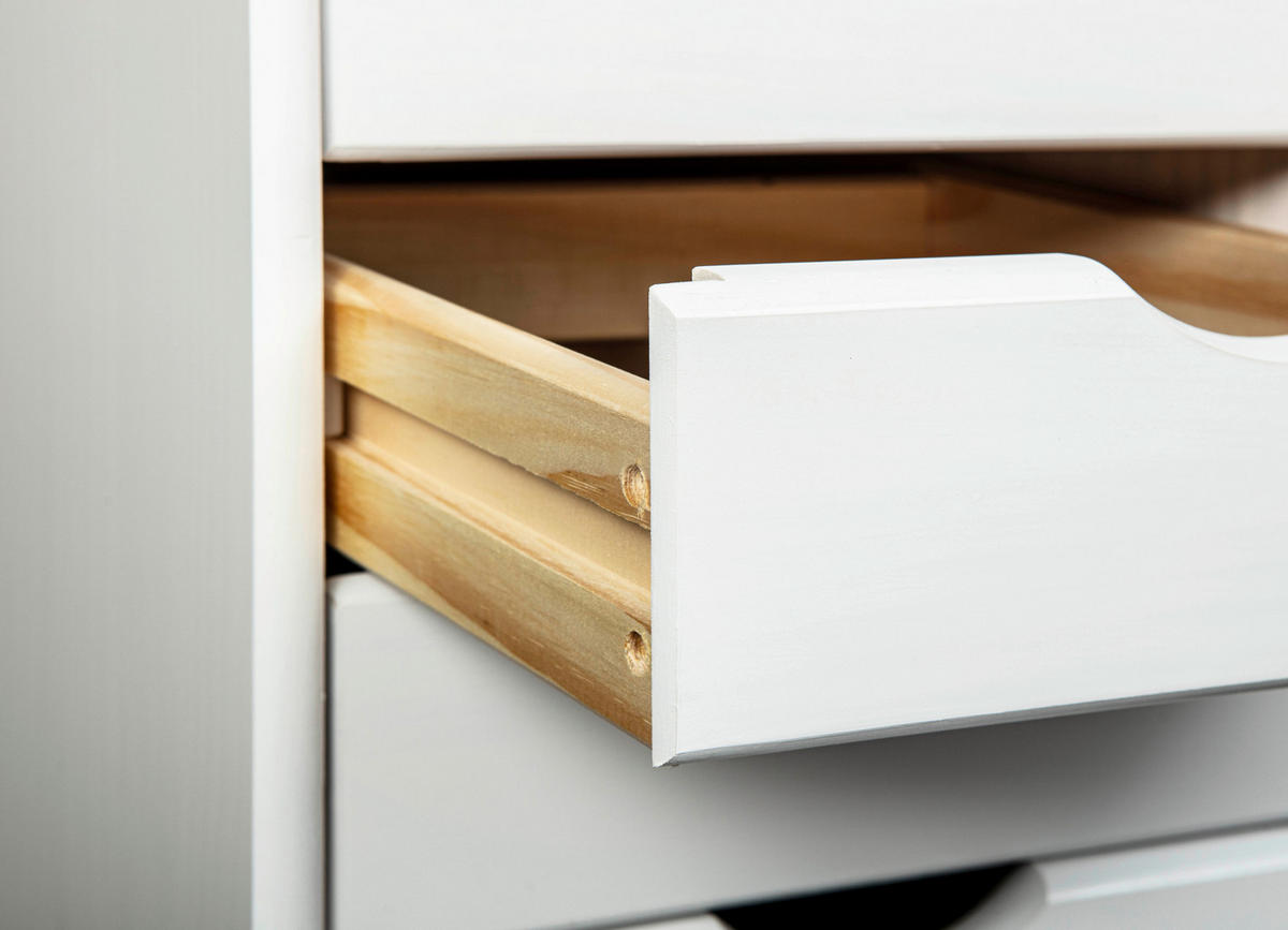 ROLLCONTAINER Kiefer massiv Weiß  - Weiß, Basics, Holz/Kunststoff (35/65/40cm) - MID.YOU