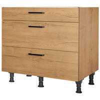 SCHUBKASTENUNTERSCHRANK 90/87/56 cm  in Eichefarben  - Eichefarben/Schwarz, MODERN, Holzwerkstoff/Metall (90/87/56cm) - Nobilia