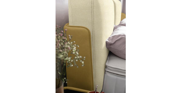 BOXSPRINGBETT 180/200 cm  in Creme, Senfgelb  - Senfgelb/Creme, Design, Textil/Metall (180/200cm) - Johann Jakob