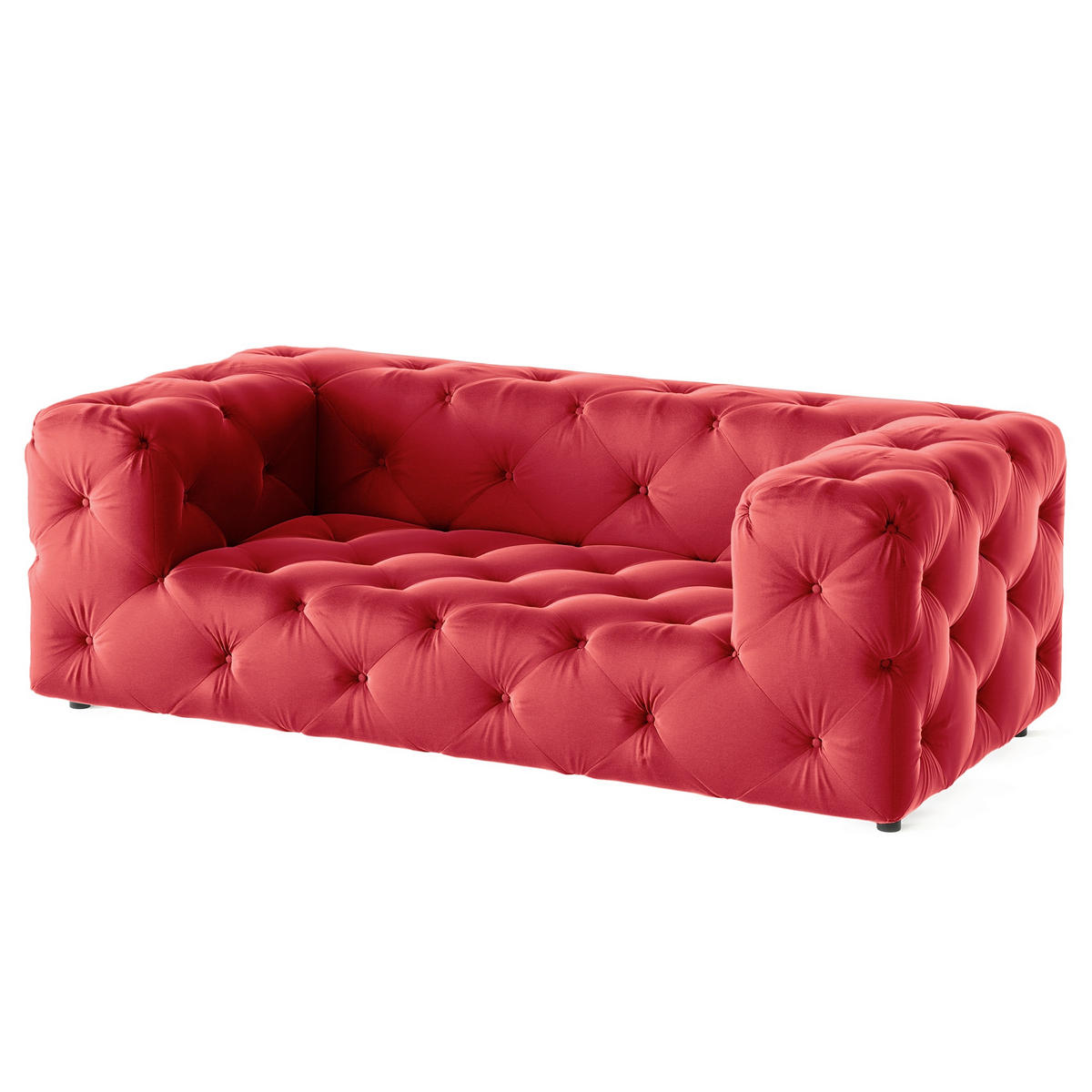2-SITZER-SOFA Fresco in Samt Rot  - Rot/Schwarz, Design, Kunststoff/Textil (193/71/100cm) - P & B