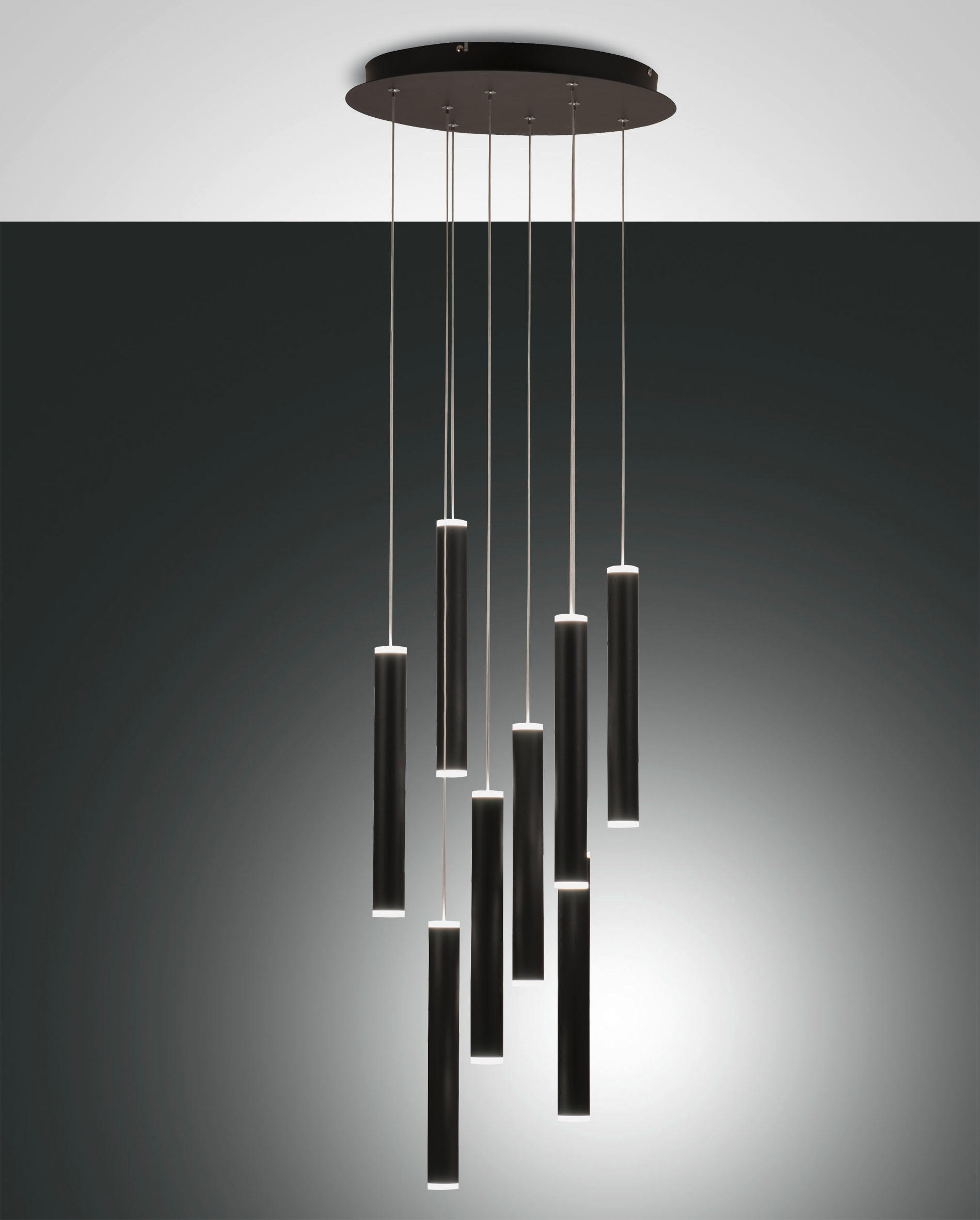 LED-HÄNGELEUCHTE Prado 40/200 cm   - Schwarz, Design, Metall (40/200cm) - Fabas Luce