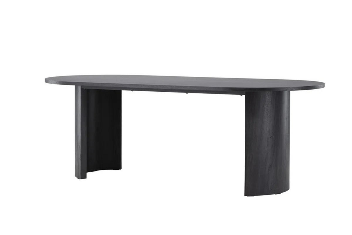 ESSTISCH 220/100/75 cm Echtholz  Holz oval Schwarz  - Schwarz, MODERN, Holz (220/100/75cm) - Livetastic