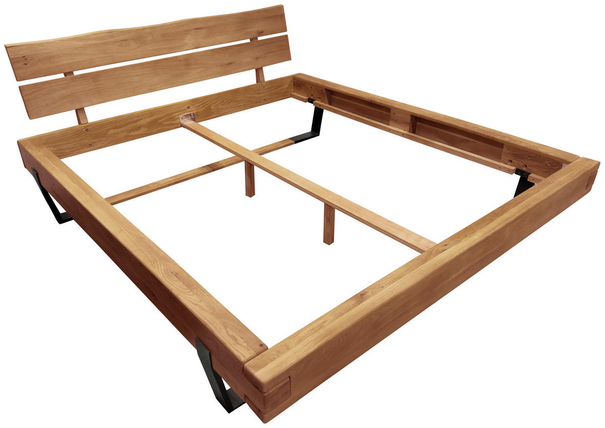 BALKENBETT 180/200 cm  in Wildeiche   - Wildeiche/Schwarz, MODERN, Holz/Metall (180/200cm) - Livetastic