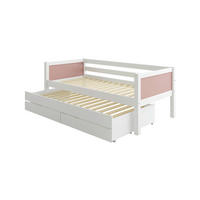 AUSZIEHBETT 90/200 cm,  in Rosa, Weiß, Bettschubladen, Rollrost für Zusatzbett, Rollrost für Hauptbett  - Rosa/Weiß, MODERN, Holz (90/200cm) - Chameo