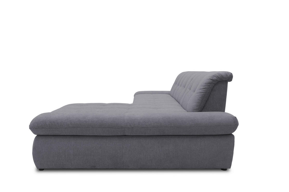 ECKSOFA Dunkelgrau Mikrofaser  - Chromfarben/Dunkelgrau, KONVENTIONELL, Textil/Metall (300/172cm) - MID.YOU