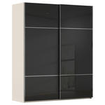 SCHWEBETÜRENSCHRANK  in Schwarz, Champagner  - Chromfarben/Champagner, KONVENTIONELL, Glas/Holzwerkstoff (181/223/67cm) - Novel