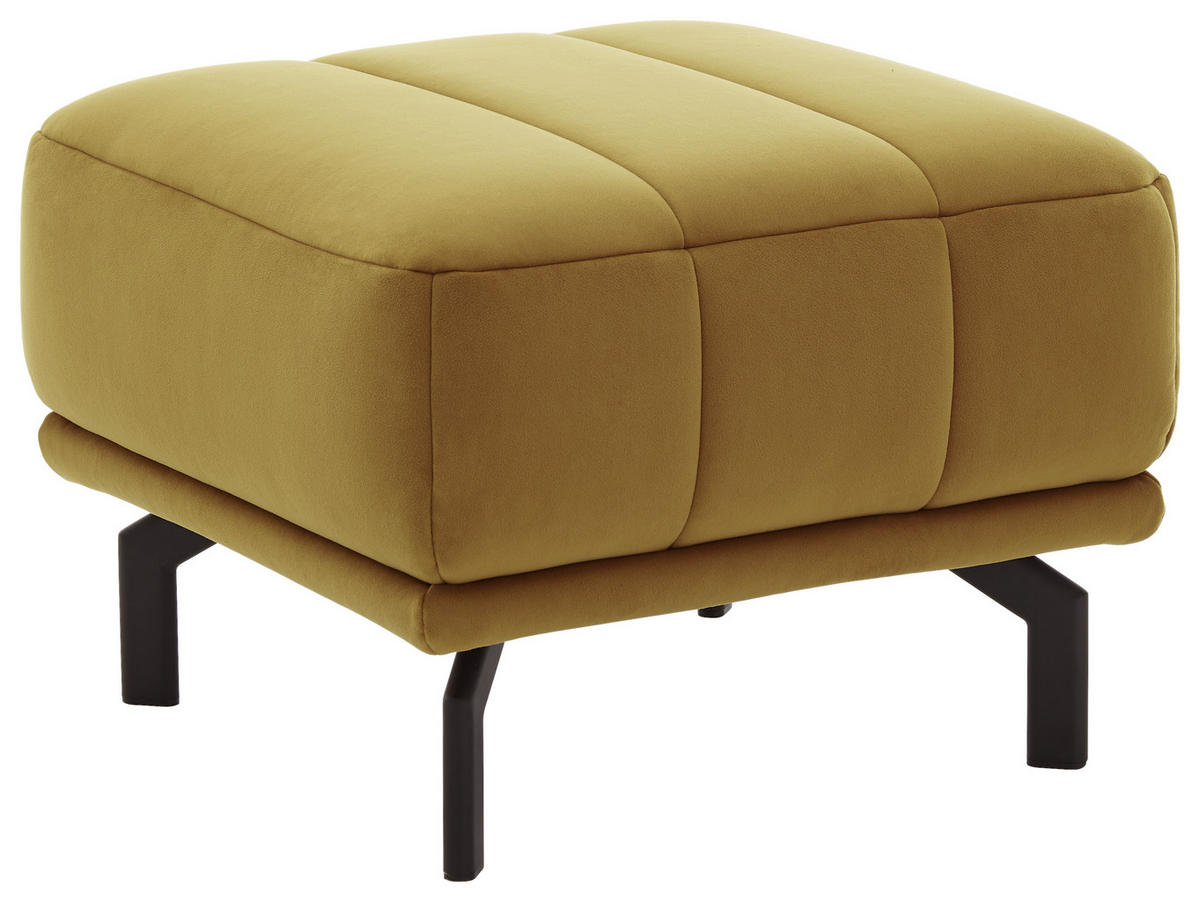 ECKSOFA in Velours Currygelb  293/195 cm  - Currygelb/Schwarz, Design, Textil/Metall (293/195cm) - Beldomo Style