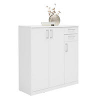 KOMODA   106/110/36 cm   bijela  - bijela/srebrne boje, Konvencionalno, drvni materijal/plastika (106/110/36cm) - Xora