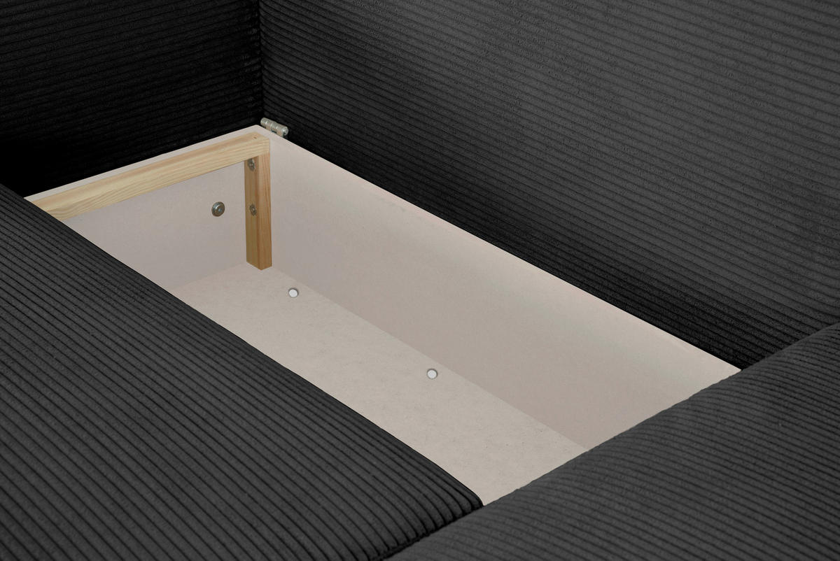 ECKSOFA in Cord Schwarz  - noir, Design, textile (250/151cm) - MID.YOU
