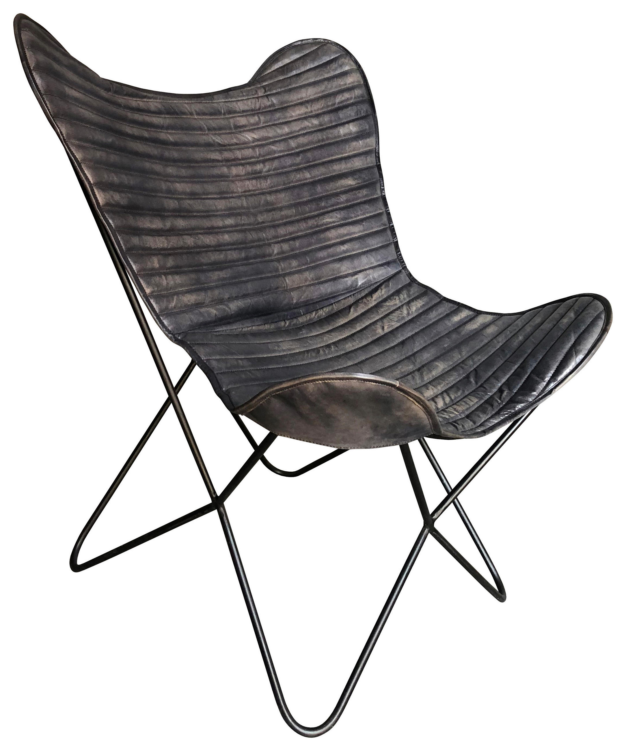 FOTELJA 72/78/92 cm , crna  - crna, Trendi, koža/metal (72/78/92cm) - Ambia Home