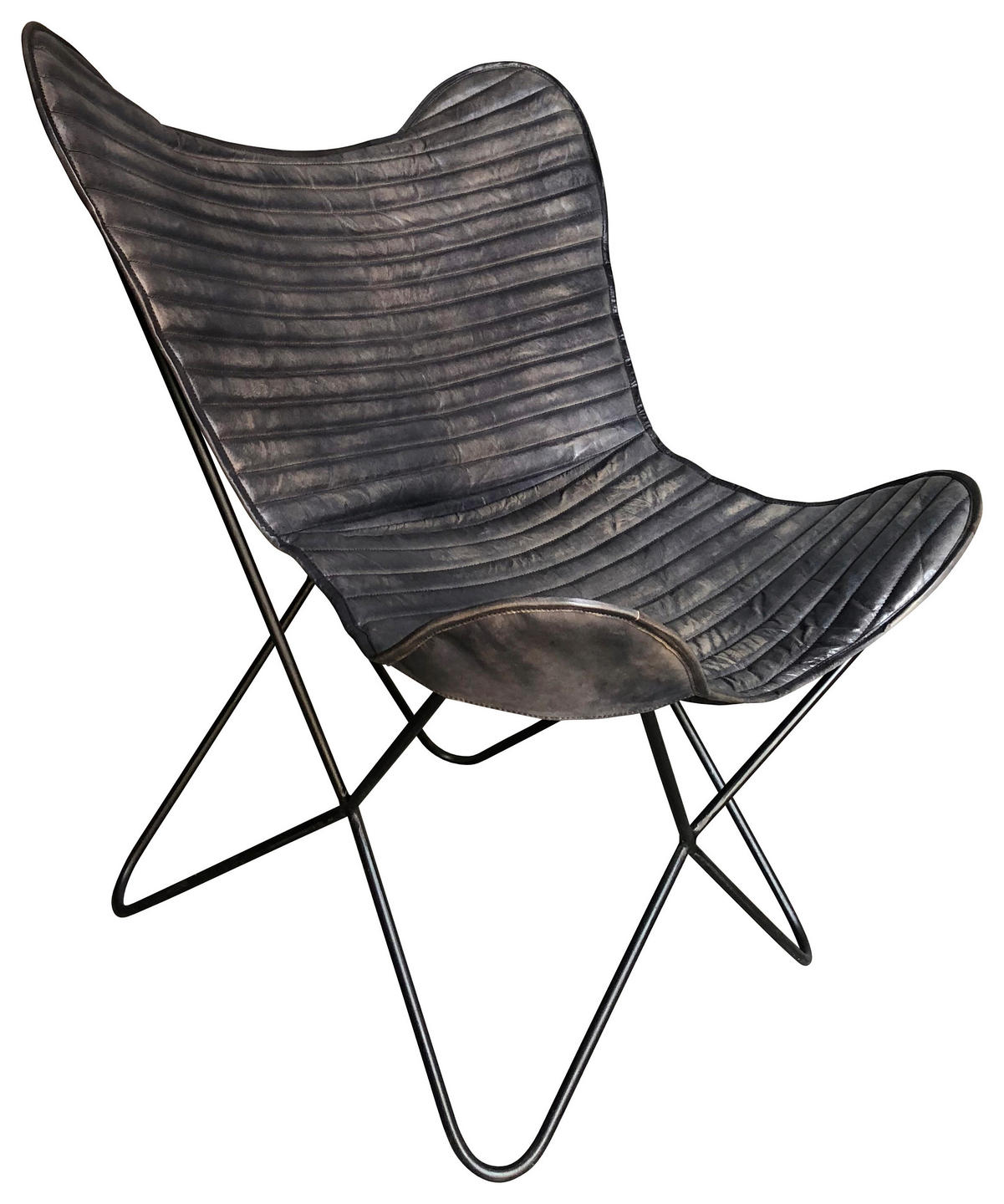 FOTELJA 72/78/92 cm , crna  - crna, Trendi, koža/metal (72/78/92cm) - Ambia Home