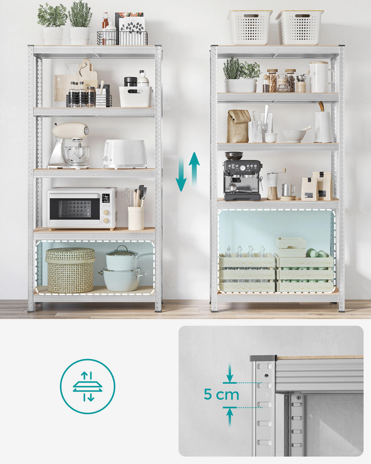 REGALELEMENT Silberfarben, Hellbraun  - Hellbraun/Silberfarben, Trend, Holzwerkstoff/Kunststoff (90/180/40cm) - Boxxx