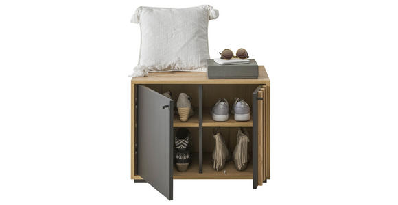GARDEROBENBANK 64,3/47/38 cm - Schwarz/Eiche Artisan, Design, Holzwerkstoff/Kunststoff (64,3/47/38cm) - Carryhome