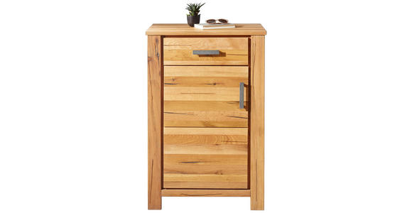 KOMMODE Wildeiche massiv geölt Eichefarben - Eichefarben/Grau, KONVENTIONELL, Holz/Metall (70/107/40cm) - Linea Natura