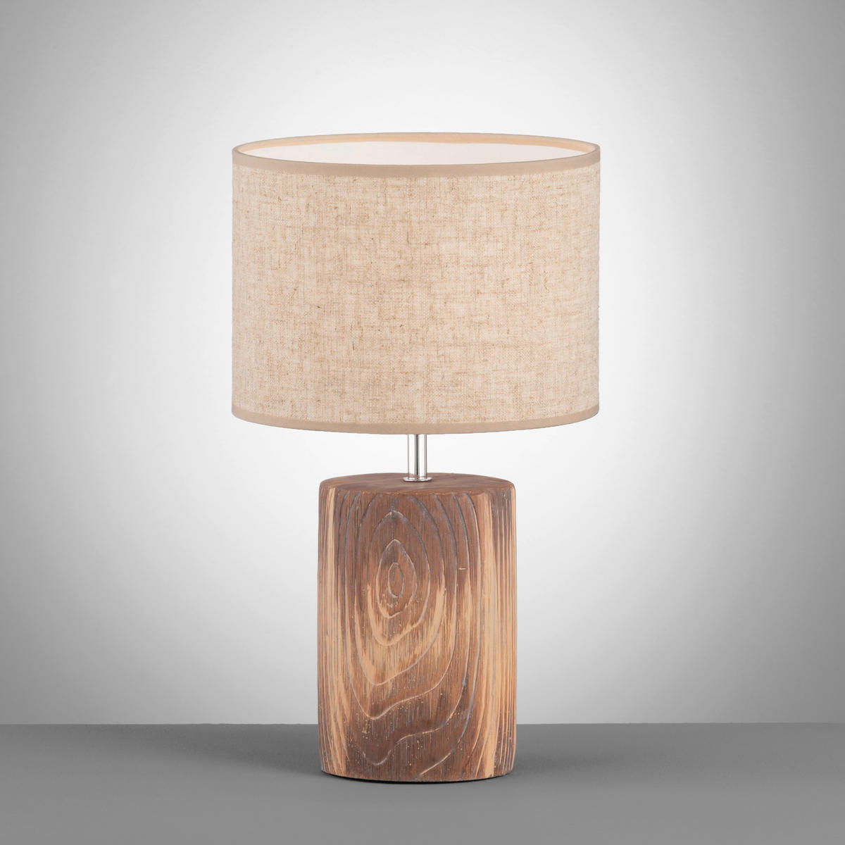 BORDSLAMPA Malik 24/43 cm   - mörk ek/naturfärgad, Klassisk, textil/sten (24/43cm) - Fischer & Honsel