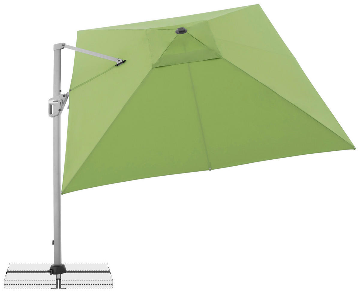 AMPELSCHIRM 350x260 cm Hellgrün  - Silberfarben/Hellgrün, Basics, Textil/Metall (350/260cm) - Doppler