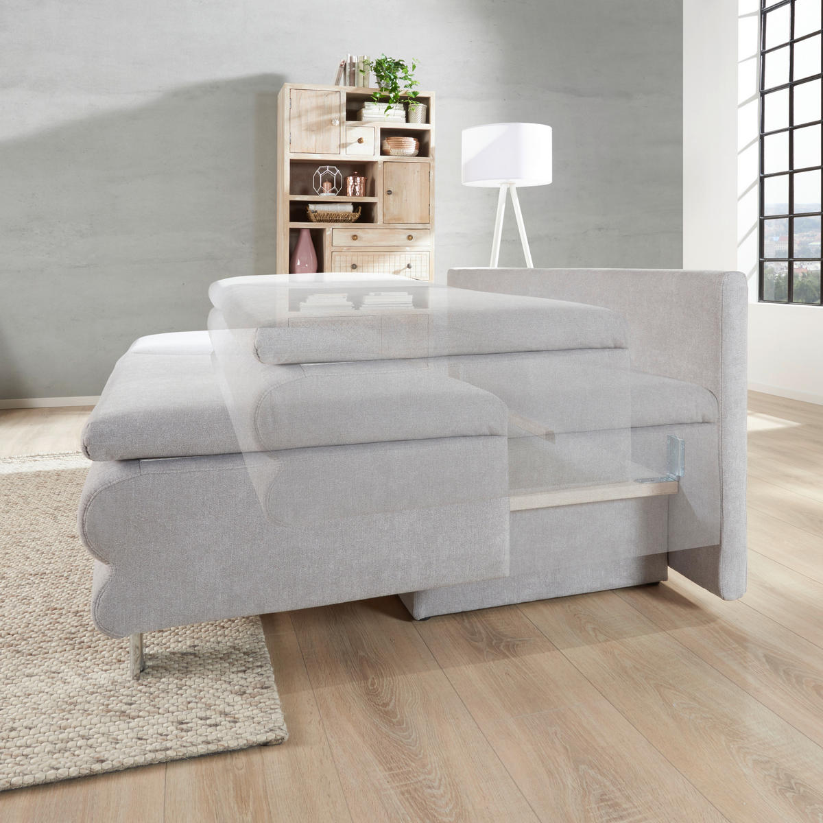 SCHLAFSOFA Webstoff Anthrazit  - Chromfarben/Anthrazit, Design, Textil/Metall (194/96/86cm) - Novel