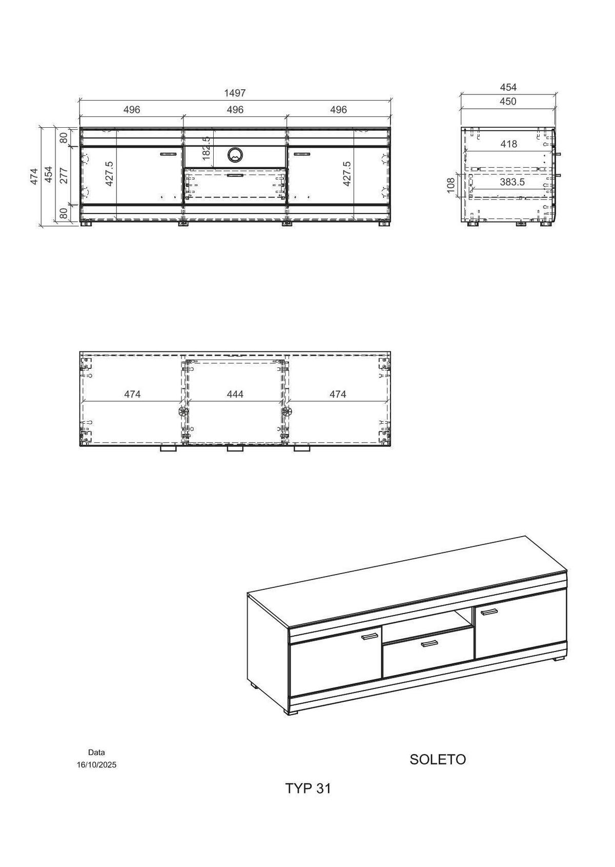 LOWBOARD  150/48/45 cm 1 Schublade(n) Typenauswahl, stehend  - Eichefarben/Graphitfarben, Design, Holzwerkstoff/Metall (150/48/45cm) - MID.YOU