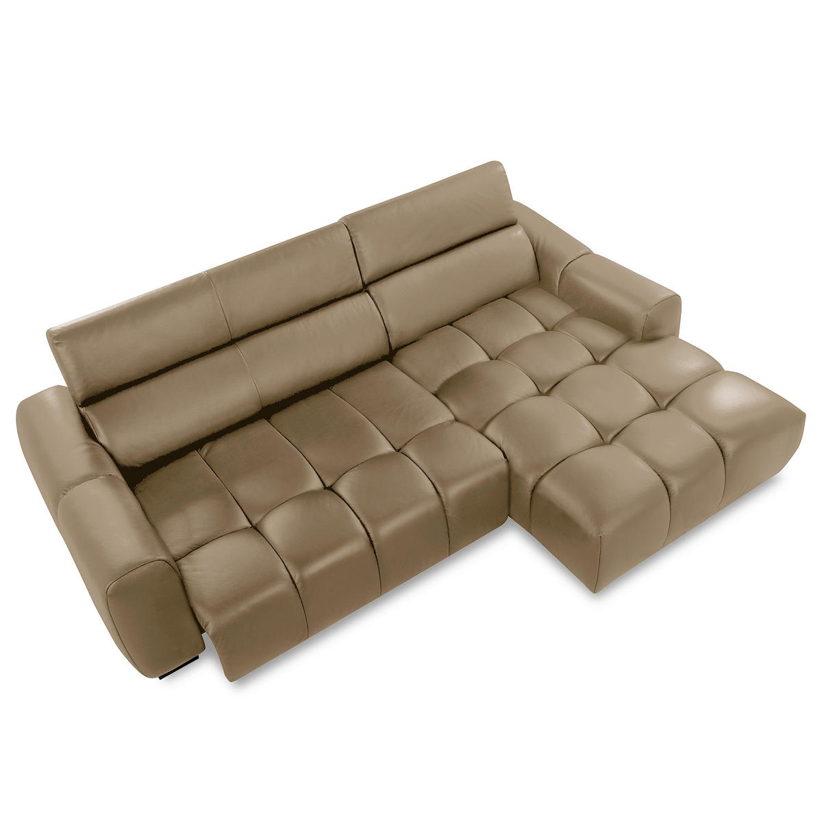 ECKSOFA  Echtleder Mokka  - Schwarz/Mokka, Design, Leder/Kunststoff (274/177cm) - Livetastic